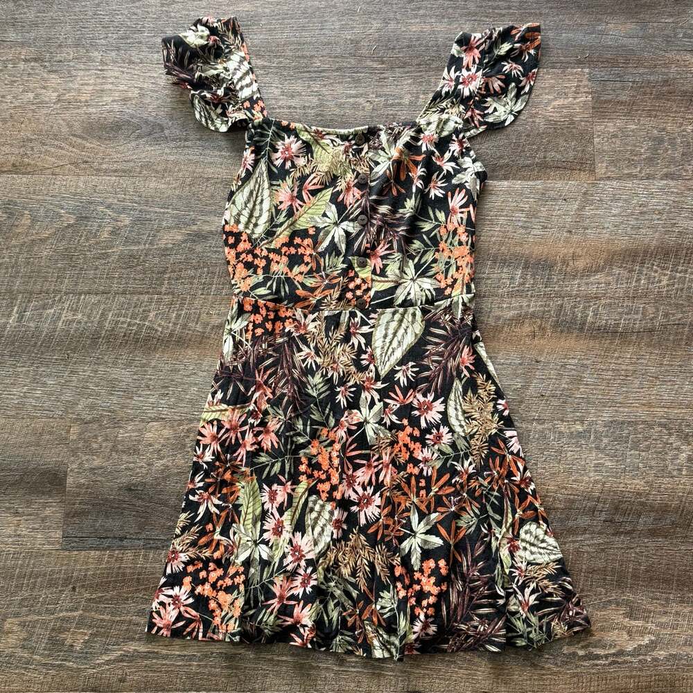 Dark tropical print dress Xhilaration
